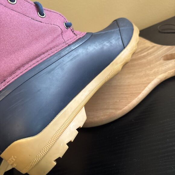 Sperry Port Boot Girls Purple Duck Rain Boot Rubber Flat Socks Size 5M Preowned - Picture 15 of 16